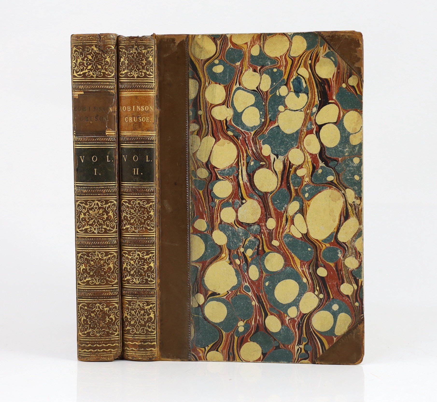 [Defoe, Daniel] The Life and Adventures of Robinson Crusoe ..., 2 vols, pictorial title vignettes and 20 plates (by Thomas Stothard); contemp. gilt half calf and marbled boards, panelled spines, marbled edges and e/ps. p
